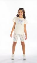 Conjunto Infantil Menina Off White / Rosa Pulla Bulla