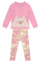 Conjunto infantil menina peluciado de ursinho Brandili Rosa Conjunto infantil menina peluciado de ursinho Brandili Rosa