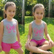 Conjunto Infantil Menina Regata com Laço e Shorts em Tactel 4YOU Cativa