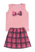 Conjunto Infantil Menina Regata e Saia Xadrez - Destak