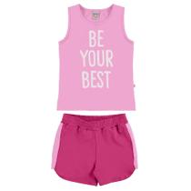 Conjunto Infantil Menina Regata E Short Rosa Corrida UV50+DRY Conjunto Infantil Menina Regata E Short Rosa Corrida UV50+DRY
