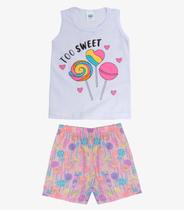 Conjunto Infantil Menina Regata E Short Viston Branco