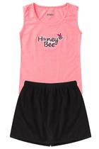 Conjunto Infantil Menina Regata - Honey Bee - Rosa Neon