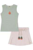 Conjunto Infantil Menina Regata Verde/Short Saia Kukiê Conjunto Infantil Menina Regata Verde/Short Saia Kukiê