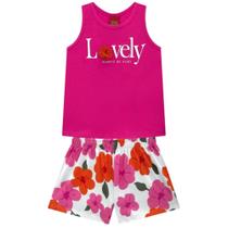 Conjunto Infantil Menina Rosa com Shorts Estampado de Flores - Carinhoso Conjunto Infantil Menina Rosa com Shorts Estampado de Flores - Carinhoso