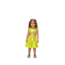 Conjunto Infantil Menina Saia Tricoline Blusa Bordado 1123