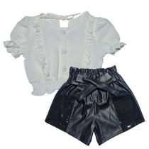 Conjunto Infantil Menina Short Couro Blusa Cropped Conjunto Infantil Menina Short Couro Blusa Cropped