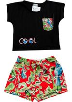Conjunto Infantil Menina Short Cropped + Short Tam 1 A 10 Conjunto Infantil Menina Short Cropped + Short Tam 1 A 10