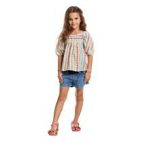 Conjunto Infantil Menina Short Jeans Bata Luxo 50616