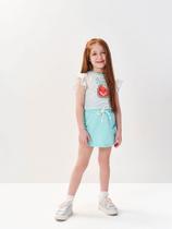 Conjunto Infantil Menina Short Saia Abacaxi Verão - CINTI