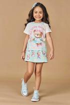 Conjunto Infantil Menina Short Saia Verde Ursinha Kukiê Conjunto Infantil Menina Short Saia Verde Ursinha Kukiê