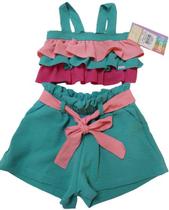Conjunto Infantil Menina Shorts Blusa Cropped LessaKids 8609 Conjunto Infantil Menina Shorts Blusa Cropped LessaKids 8609
