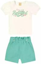 Conjunto Infantil Menina Shorts E Blusa Beautiful Angerô Cor:Off whiteTamanho:8 Conjunto Infantil Menina Shorts E Blusa Beautiful Angerô Cor:Off whiteTamanho:8