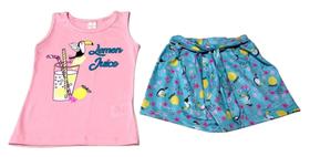 Conjunto Infantil Menina Shorts Favinho E Regata Estampada Conjunto Infantil Menina Shorts Favinho E Regata Estampada