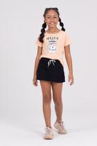 Conjunto Infantil Menina Shorts Saia Selfie Salmão Conjunto Infantil Menina Shorts Saia Selfie Salmão