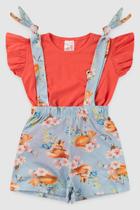 Conjunto Infantil Menina Shorts Salopete Raposas