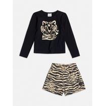 Conjunto Infantil Menina Tigre Blusa/Short Good Vibes Momi