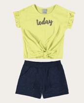 Conjunto Infantil Menina Today Blusa em Meia Malha Shorts em Moletom com Brilho - Malwee Kids