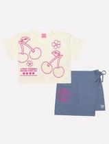 Conjunto Infantil Menina Tutti-Frutti Blusa E Short-Saia Rosa Mundo Cinti