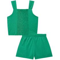 Conjunto Infantil Menina Verão Blusa Cropped e Shorts em Laise Lisboa Tam 6 a 14 - Infanti