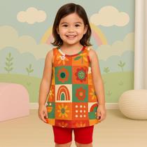 Conjunto Infantil Menina Verão Blusa e Ciclsita Confortável Sofisticado Kyly 1001010