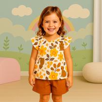 Conjunto Infantil Menina Verão Blusa e Short Confortavel Sofisticado Kyly 1001012 Conjunto Infantil Menina Verão Blusa e Short Confortavel Sofisticado Kyly 1001012