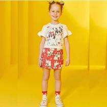 Conjunto Infantil Menina Verão Blusa e Short Saia 2 peças Cachorrinhos Tam 2 a 14 -Branco Kukiê Conjunto Infantil Menina Verão Blusa e Short Saia 2 peças Cachorrinhos Tam 2 a 14 -Branco Kukiê
