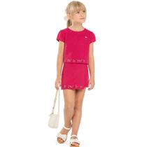 Conjunto Infantil Menina Verão Blusa E Short Saia Detalhe Em Bordado - Angerô Conjunto Infantil Menina Verão Blusa E Short Saia Detalhe Em Bordado - Angerô