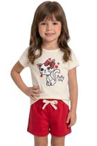Conjunto Infantil Menina Verão Blusa Gatinha Shorts Moletinho Conjunto Infantil Menina Verão Blusa Gatinha Shorts Moletinho