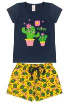 Conjunto Infantil Menina Verão Blusa Manga e Shorts com Elástico em Cotton Conjunto Infantil Menina Verão Blusa Manga e Shorts com Elástico em Cotton