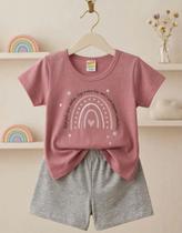 Conjunto Infantil Menina Verão Camiseta Shorts Leve Conforto Conjunto Infantil Menina Verão Camiseta Shorts Leve Conforto