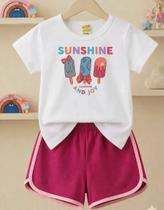 Conjunto Infantil Menina Verão Camiseta Shorts Leve Conforto Conjunto Infantil Menina Verão Camiseta Shorts Leve Conforto