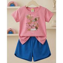 Conjunto Infantil Menina Verão Camiseta Shorts Leve Conforto Roupa de Verão Confortável Moda Verão Conjunto Infantil Menina Verão Camiseta Shorts Leve Conforto Roupa de Verão Confortável Moda Verão