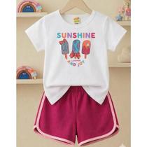 Conjunto Infantil Menina Verão Camiseta Shorts Leve Conforto Roupa de Verão Confortável Moda Verão Conjunto Infantil Menina Verão Camiseta Shorts Leve Conforto Roupa de Verão Confortável Moda Verão