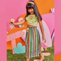 Conjunto Infantil Menina Verão Cropped E Saia Midi em Tricô 2 peças - Kukiê Conjunto Infantil Menina Verão Cropped E Saia Midi em Tricô 2 peças - Kukiê