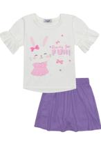 Conjunto Infantil Menina Verão Em Algodão Blusa Curta Coelhinha E Short Saia Kukiê 88030 Conjunto Infantil Menina Verão Em Algodão Blusa Curta Coelhinha E Short Saia Kukiê 88030