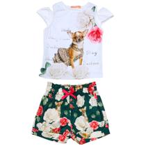 Conjunto Infantil Menina Verão Flores Leve Conjunto Infantil Menina Verão Flores Leve