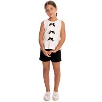 Conjunto Infantil Menina Verão Laços Preto - By Gus Conjunto Infantil Menina Verão Laços Preto - By Gus