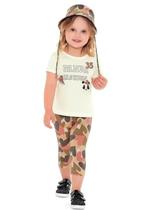 Conjunto Infantil Menina Verão Panda, Blusa, Capri e Chapéu, 3 Peças - Fakini