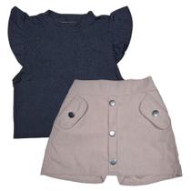 Conjunto Infantil Meninas Blusa Short Saia Veludo Meninas