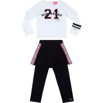 Conjunto Infantil Meninas Momi Preto e Rosa Pink J2578