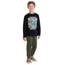 Conjunto Infantil Menino Blusa e Calça Jogger Moletom Confortável Moderno Brandili 56031