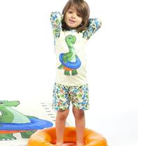 Conjunto Infantil Menino Blusa Manga Longa e Sunga Boxer Proteção UV 50+ Dinossauro 2 peças - Tubekids Conjunto Infantil Menino Blusa Manga Longa e Sunga Boxer Proteção UV 50+ Dinossauro 2 peças - Tubekids