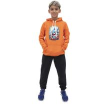 Conjunto Infantil Menino Blusa Manga Longa Estampa de Tubarao e Calça Lisa Moletom Confortavel