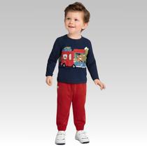 Conjunto Infantil Menino Blusa Meia Malha Calça Moletom Confortável Moderno Sofisticado Kyly 1000806