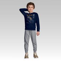 Conjunto Infantil Menino Blusa Meia Malha e Calça Moletom Confortável Moderno Kyly 1000840