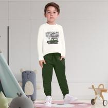 Conjunto Infantil Menino Blusa Meia Malha e Calça Moletom Confortável Moderno Milon 2000826
