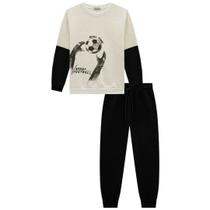 Conjunto Infantil Menino Blusão e Calça Jogger Moletom sem Pelucia PRETO-LucBoo Conjunto Infantil Menino Blusão e Calça Jogger Moletom sem Pelucia PRETO-LucBoo