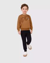 Conjunto Infantil Menino Blusão E Calça Moletom Malwee Kids Marrom Conjunto Infantil Menino Blusão E Calça Moletom Malwee Kids Marrom