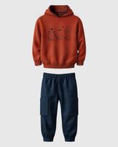 Conjunto Infantil Menino Bob Fred E Thor Moletom Malwee Kids Cor:Vermelho TelhaTamanho:3